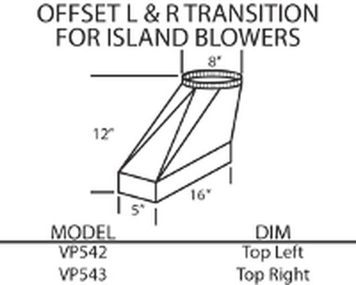 Vent-A-Hood VP542 Transition Kit VP542 Top Left T200 Island Transition