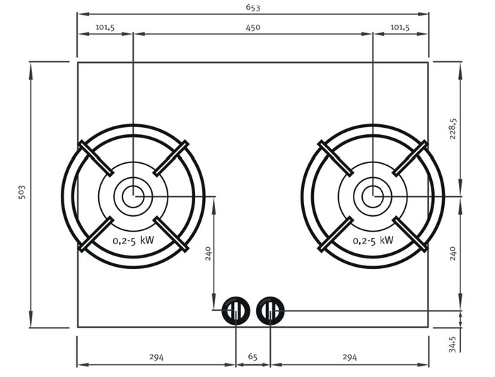 Pitt Cooking BROMO2BT-NG 26 Inch Black 2 Burner Gas Cooktop