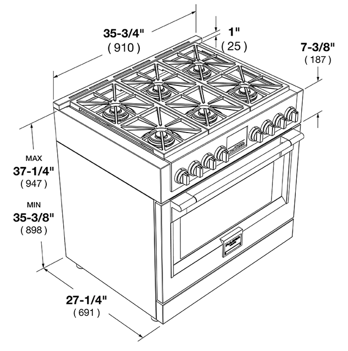 Fulgor Milano F6PDF366S1 36 Inch Sophia Pro Dual Fuel Range